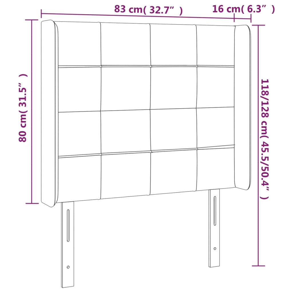 világosszürke szövet LED-es fejtámla 83x16x118/128 cm