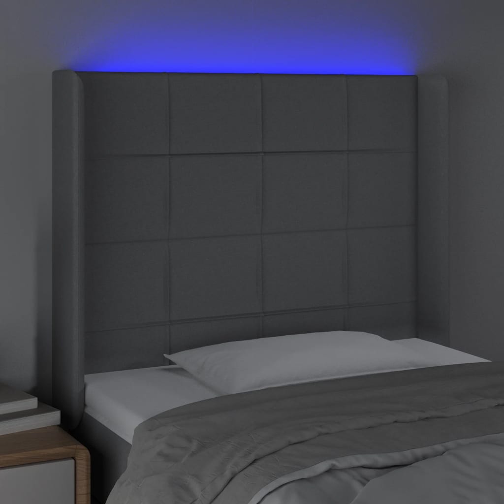 világosszürke szövet LED-es fejtámla 93x16x118/128 cm
