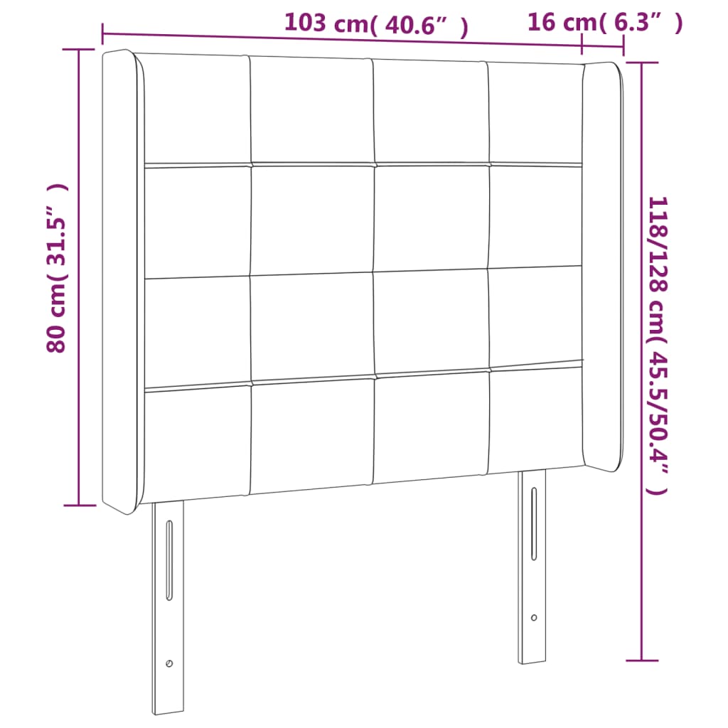 sötétszürke szövet LED-es fejtámla 103x16x118/128 cm