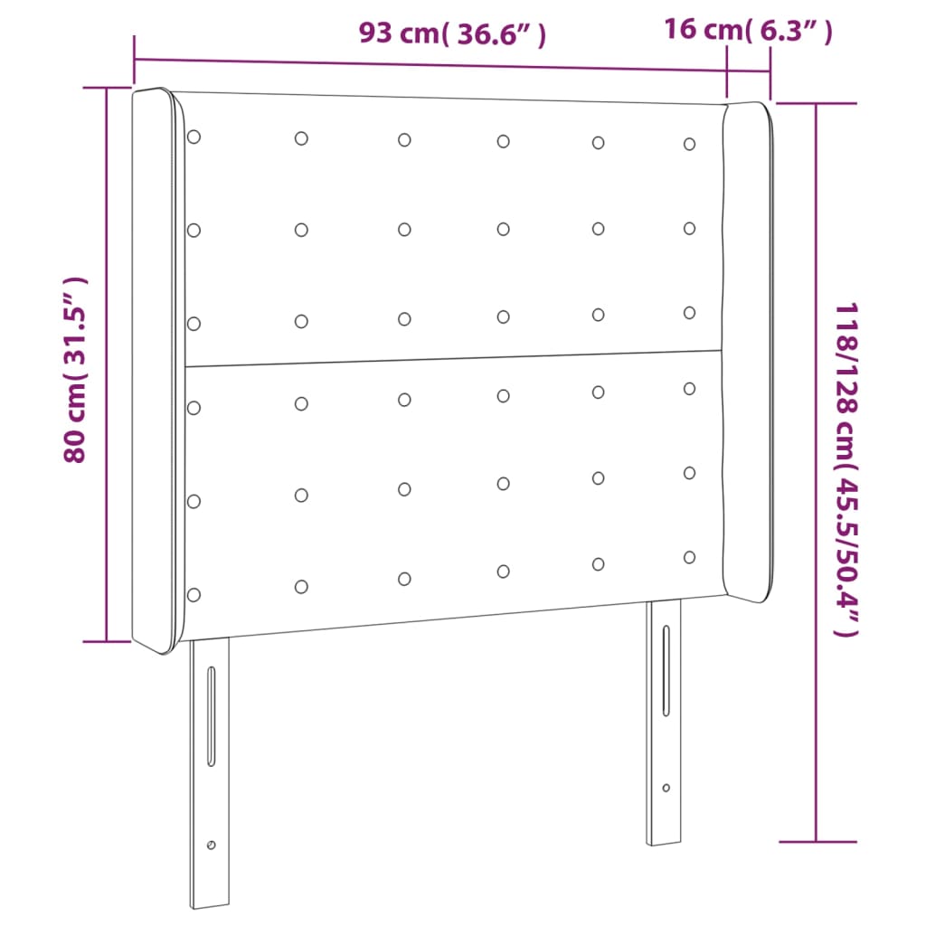 fekete műbőr LED-es fejtámla 93x16x118/128 cm