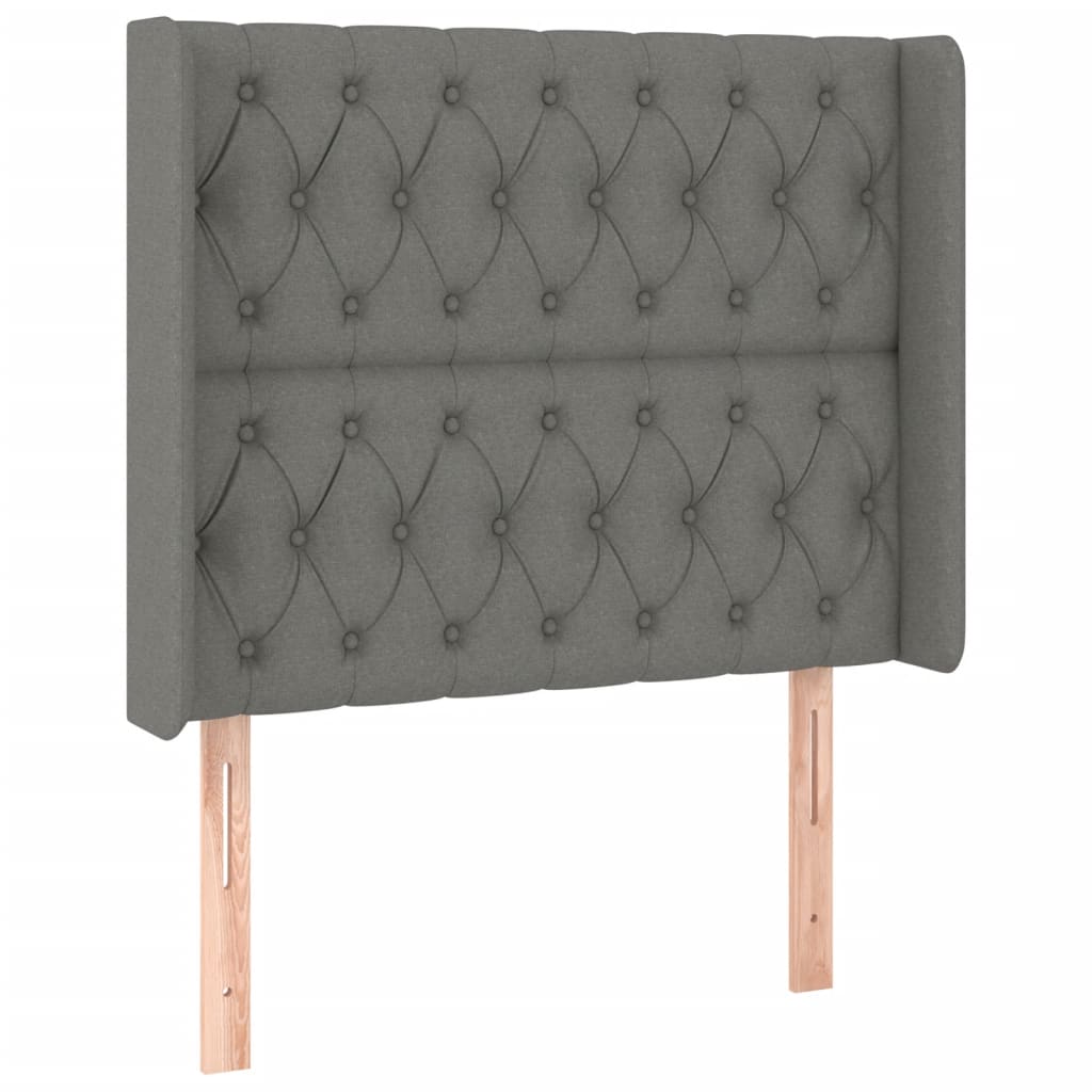 sötétszürke szövet LED-es fejtámla 103x16x118/128 cm