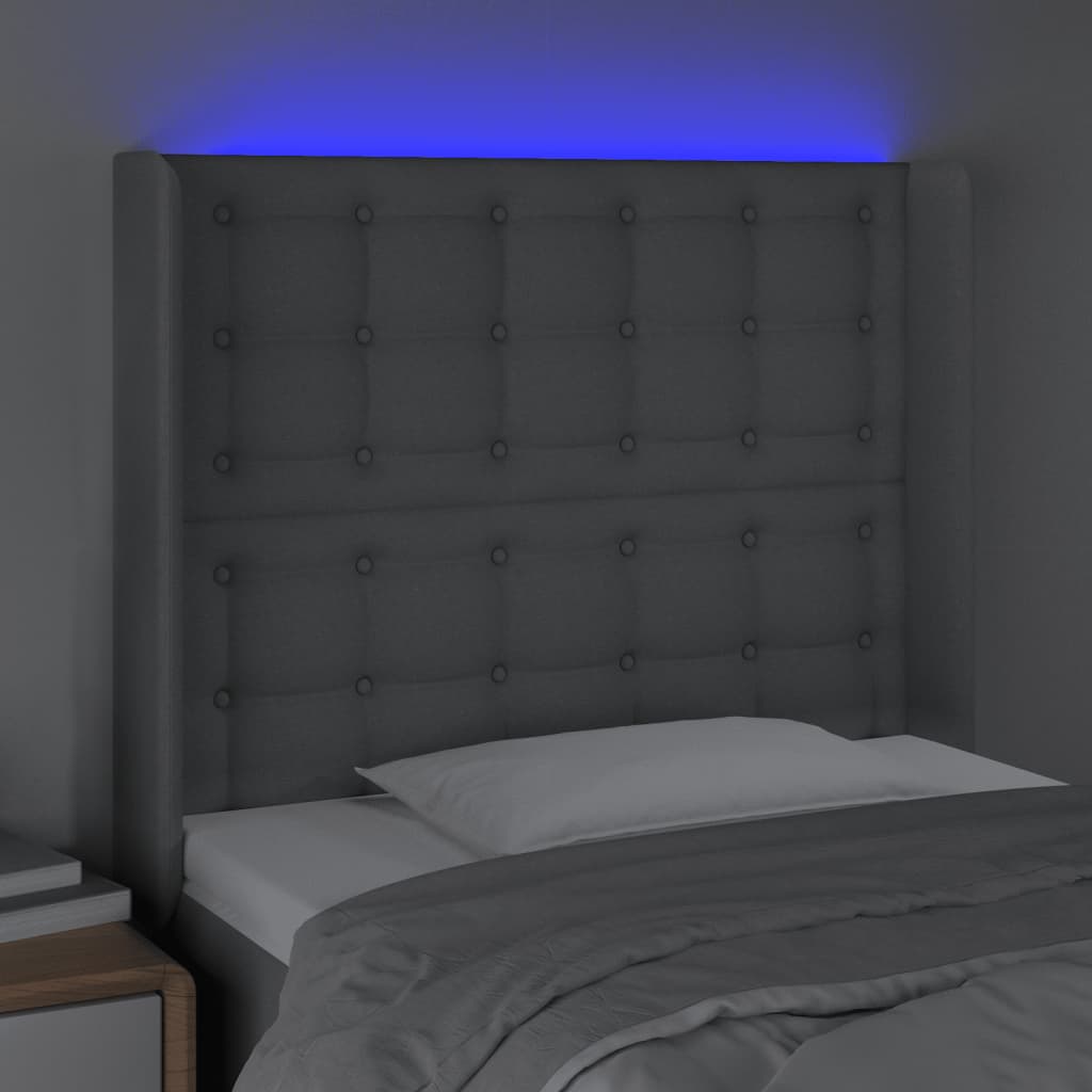 világosszürke szövet LED-es fejtámla 93x16x118/128 cm