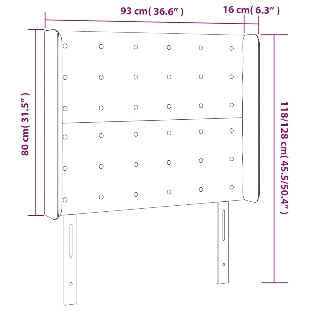 sötétszürke szövet LED-es fejtámla 93x16x118/128 cm