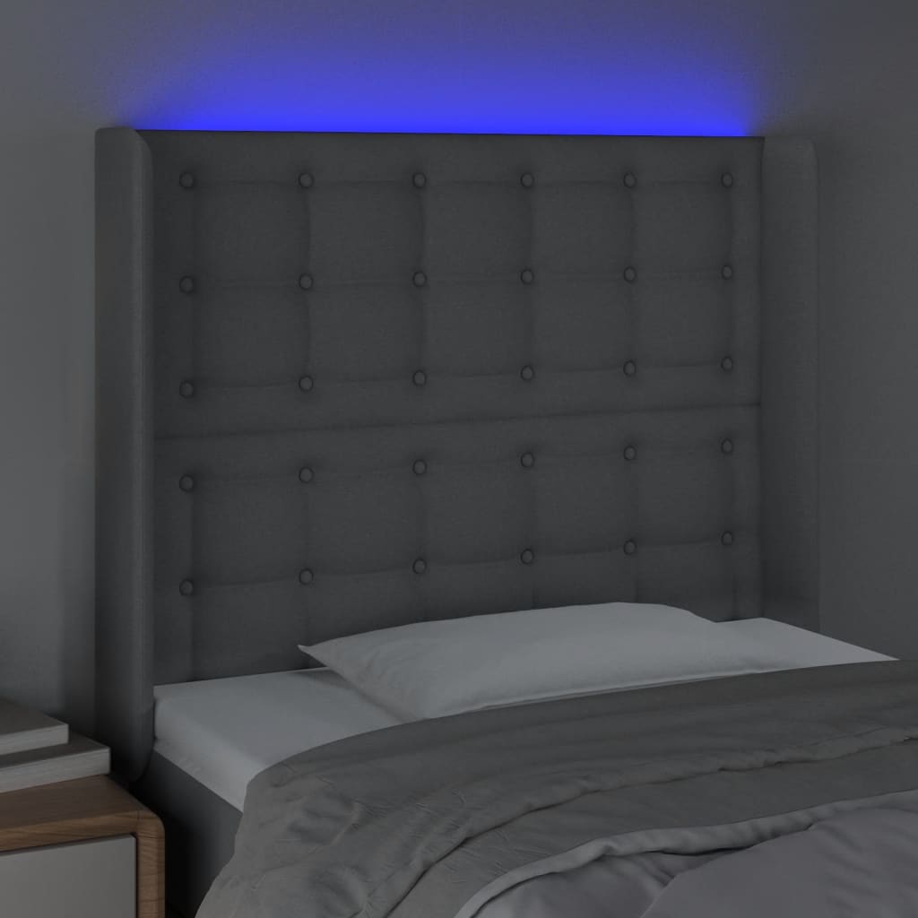 világosszürke szövet LED-es fejtámla 103x16x118/128 cm