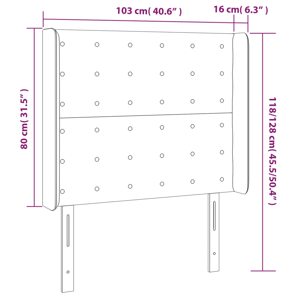 világosszürke szövet LED-es fejtámla 103x16x118/128 cm