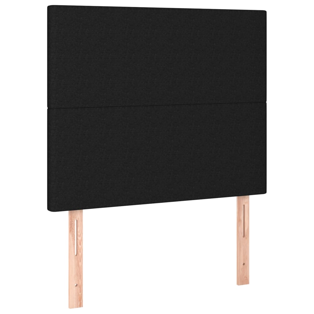 fekete szövet rugós ágy matraccal 90x200 cm