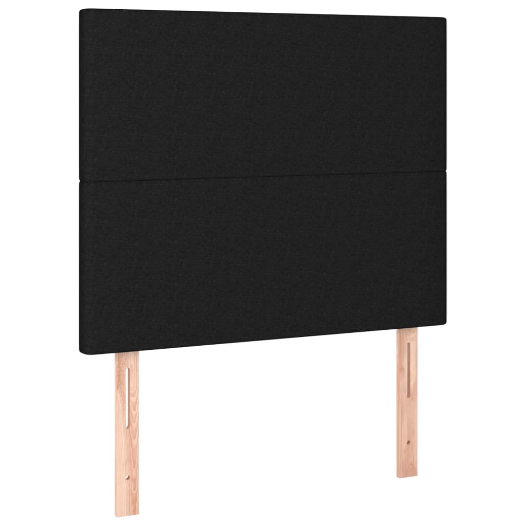 fekete szövet rugós ágy matraccal 100 x 200 cm