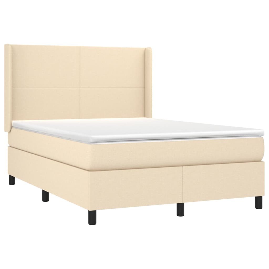 krémszínű szövet rugós és LED-es ágy matraccal 140x190cm