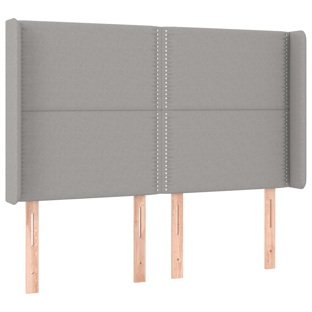 világosszürke szövet rugós és LED-es ágy matraccal 140x190 cm