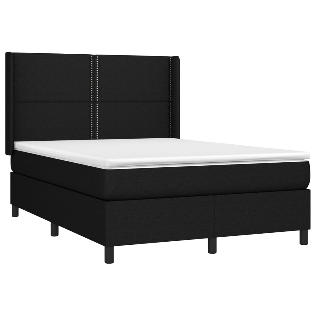 fekete szövet rugós és LED-es ágy matraccal 140x190 cm