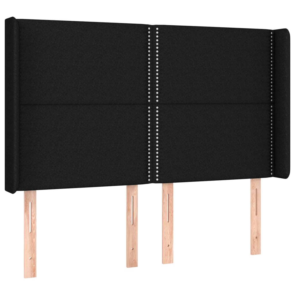 fekete szövet rugós és LED-es ágy matraccal 140x190 cm