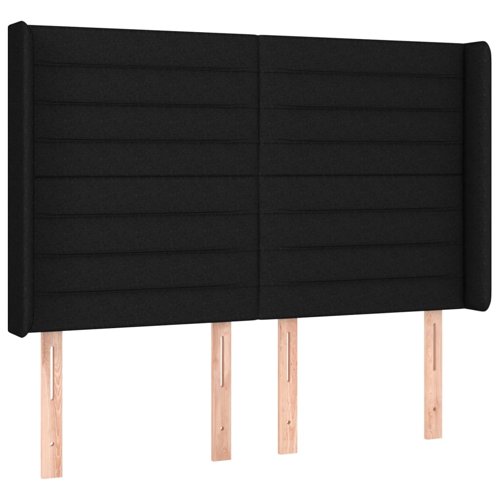 fekete szövet rugós és LED-es ágy matraccal 140x190 cm