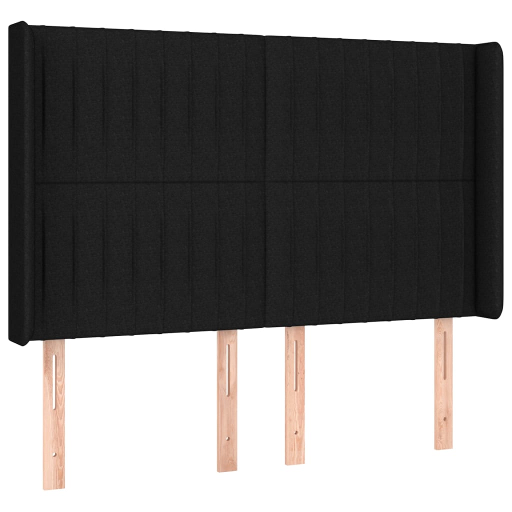 fekete szövet rugós és LED-es ágy matraccal 140x190 cm