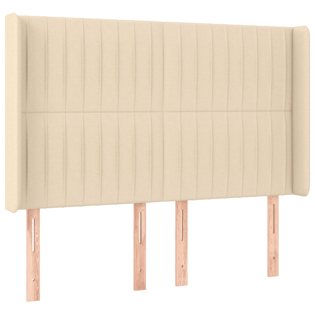 krémszínű szövet rugós és LED-es ágy matraccal 140x190cm