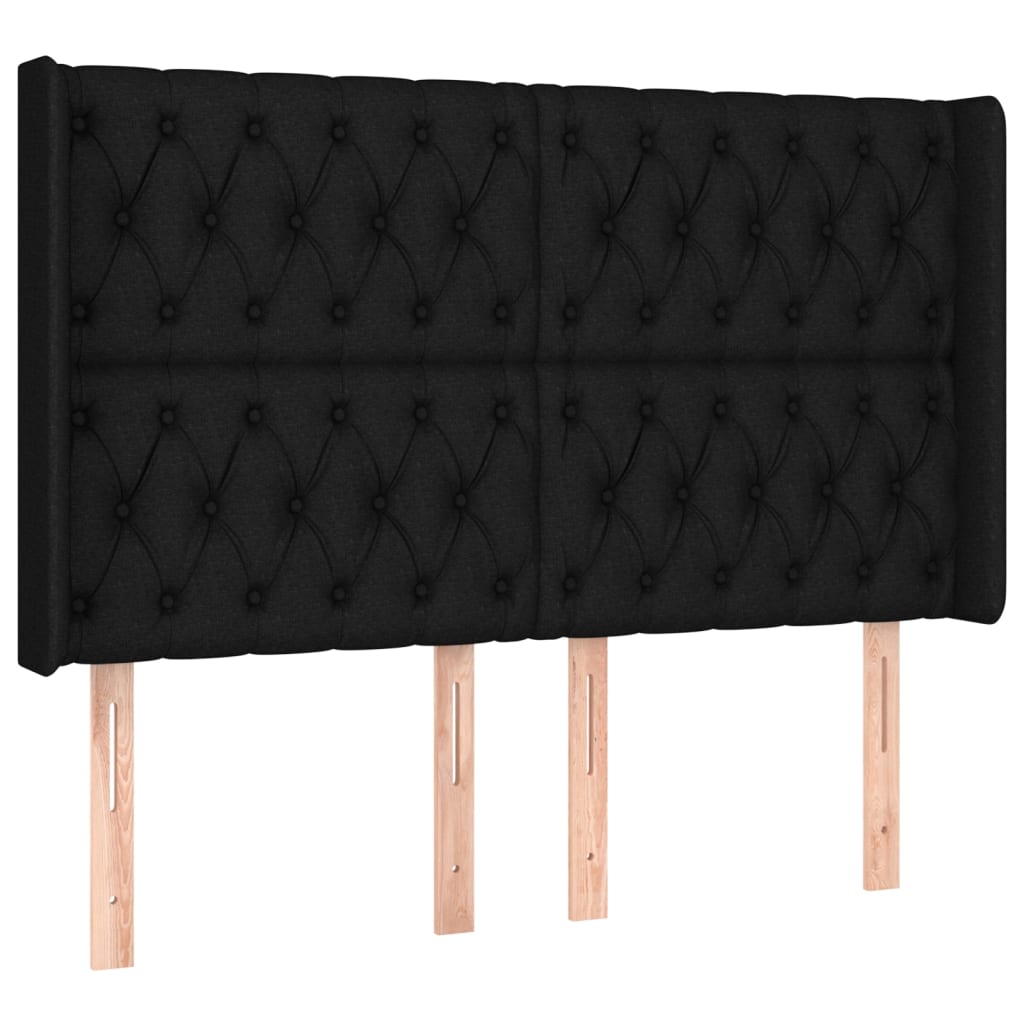 fekete szövet rugós és LED-es ágy matraccal 140x190 cm