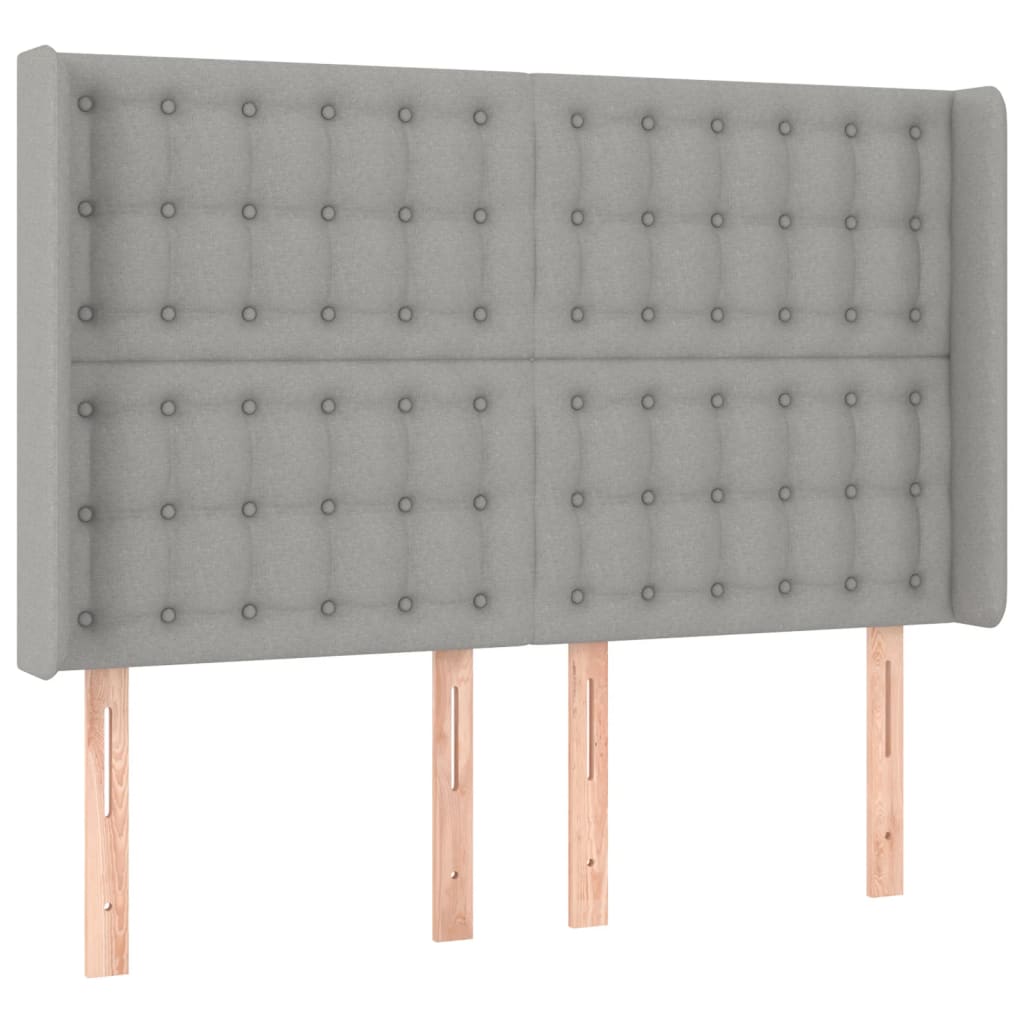 világosszürke szövet rugós és LED-es ágy matraccal 140x190 cm