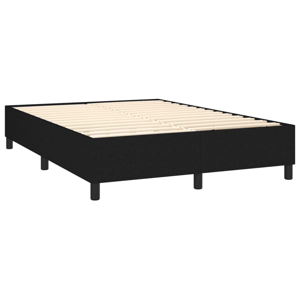 fekete szövet rugós és LED-es ágy matraccal 140x190 cm