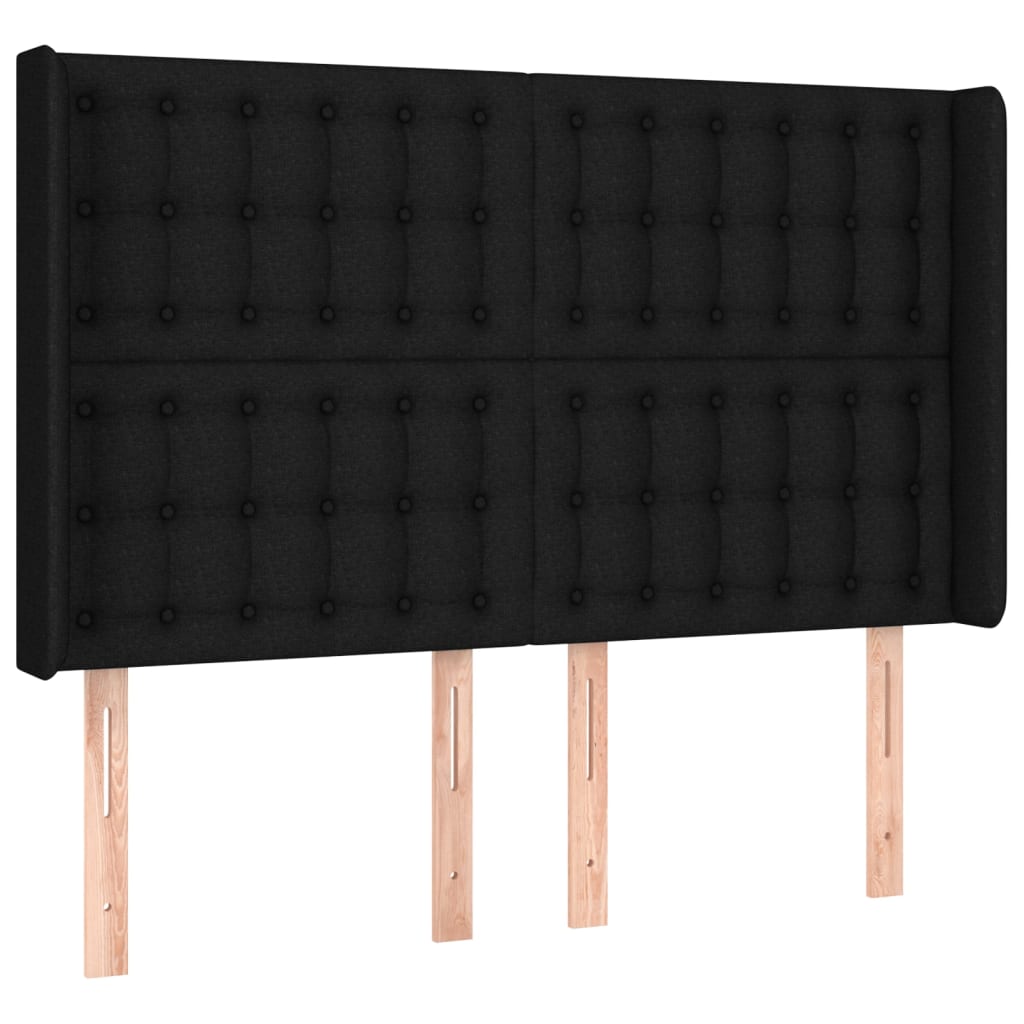 fekete szövet rugós és LED-es ágy matraccal 140x190 cm