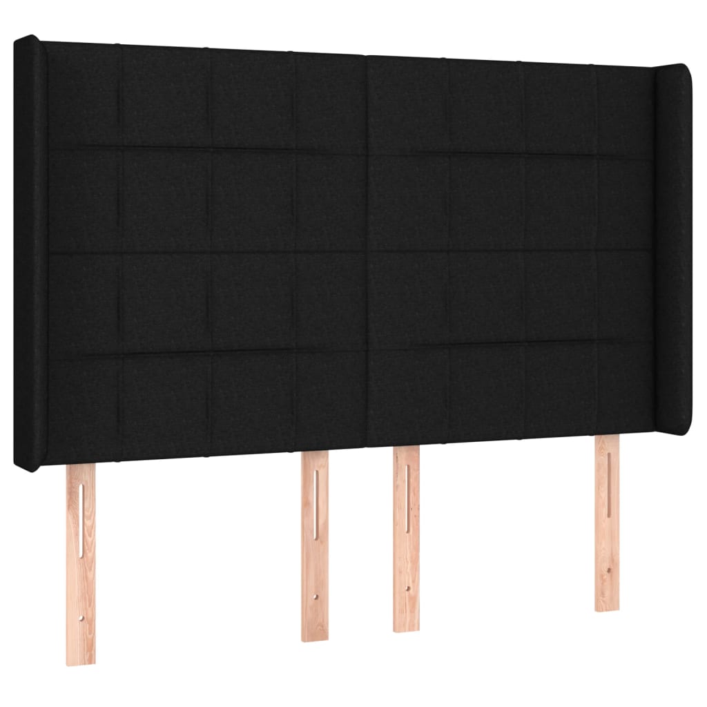 fekete szövet rugós és LED-es ágy matraccal 140x190 cm