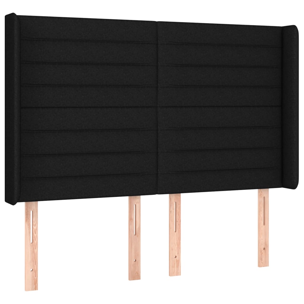 fekete szövet rugós és LED-es ágy matraccal 140x190 cm