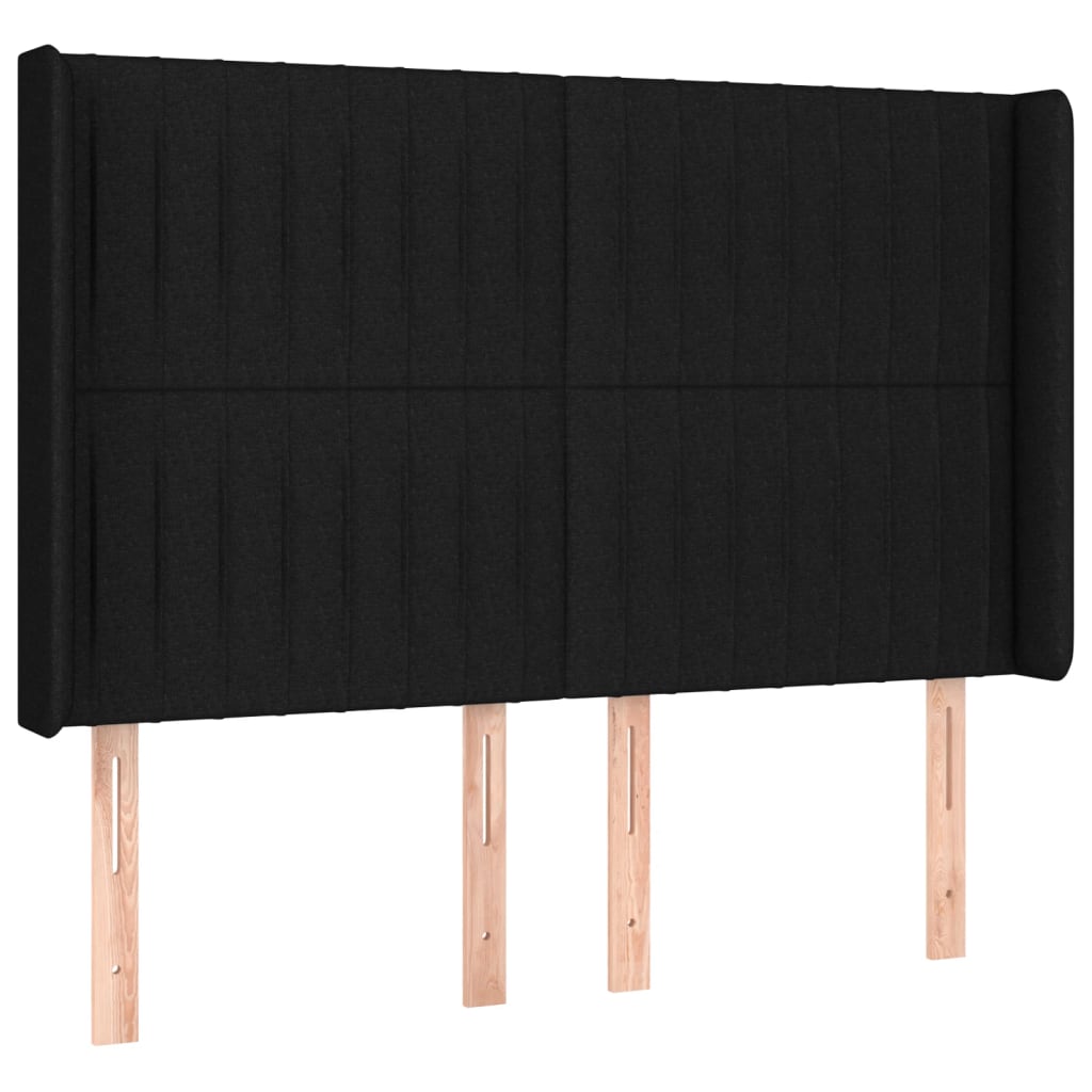 fekete szövet rugós és LED-es ágy matraccal 140x190 cm