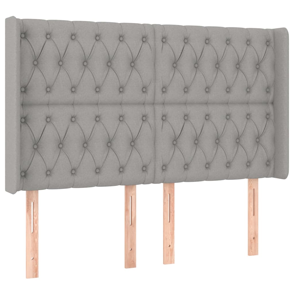sötétszürke szövet rugós és LED-es ágy matraccal 140x190 cm