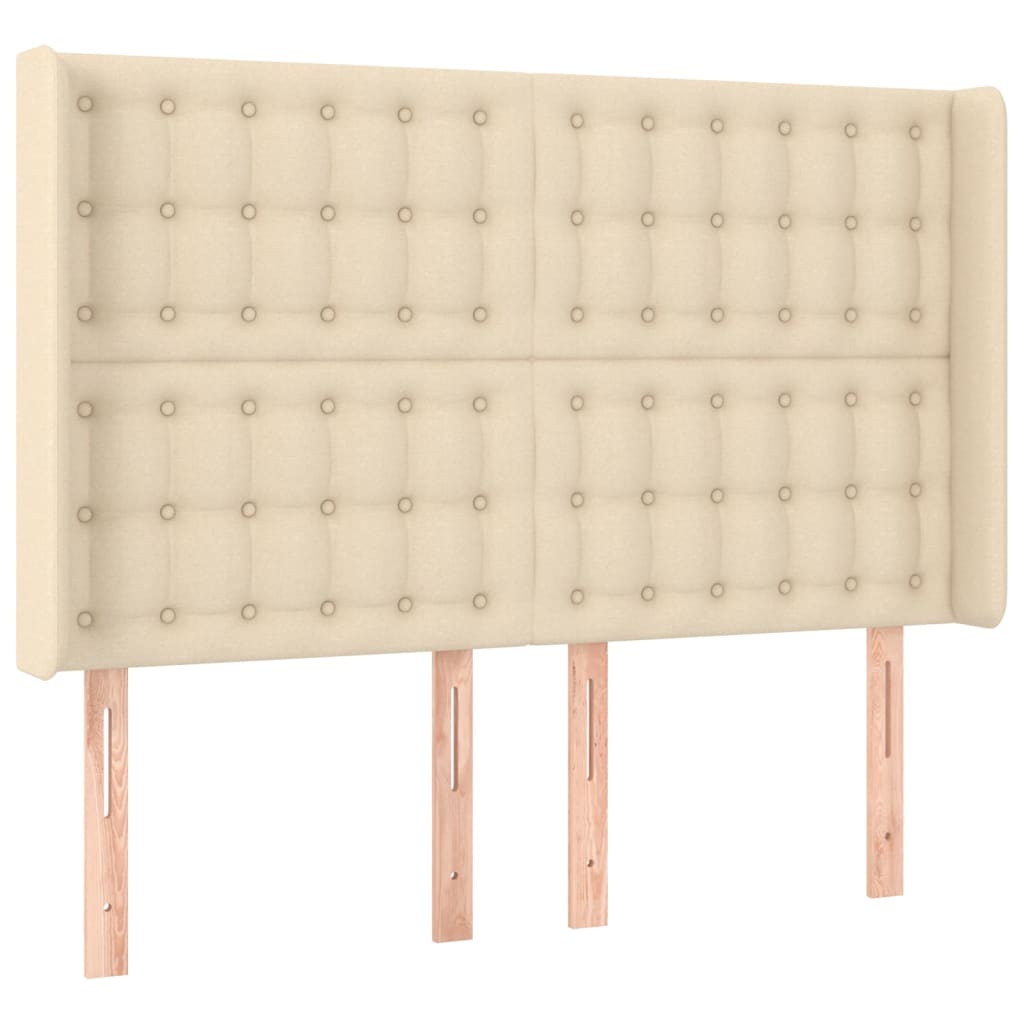 krémszínű szövet rugós és LED-es ágy matraccal 140x190cm