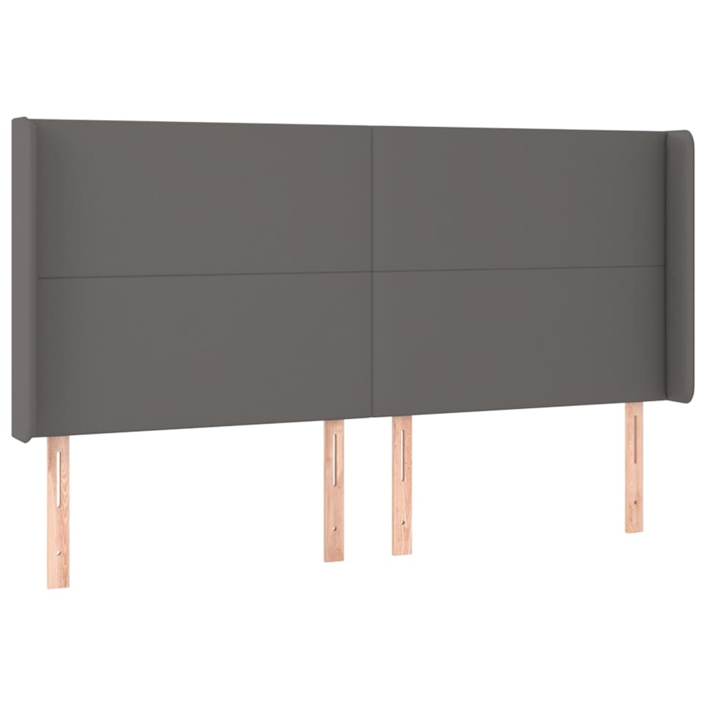szürke műbőr rugós ágy matraccal és LED-del 160x200 cm