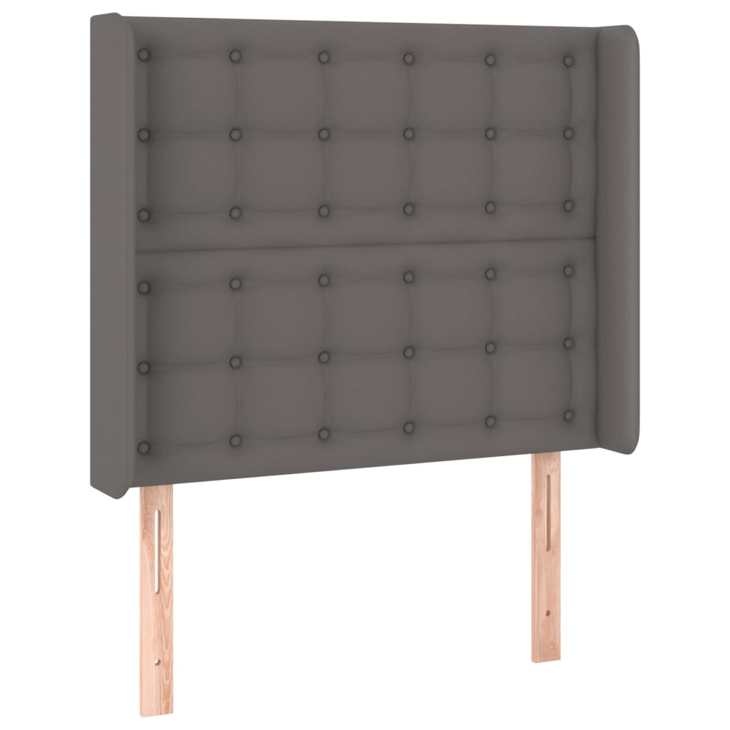 szürke műbőr rugós ágy matraccal és LED-del 80 x 200 cm