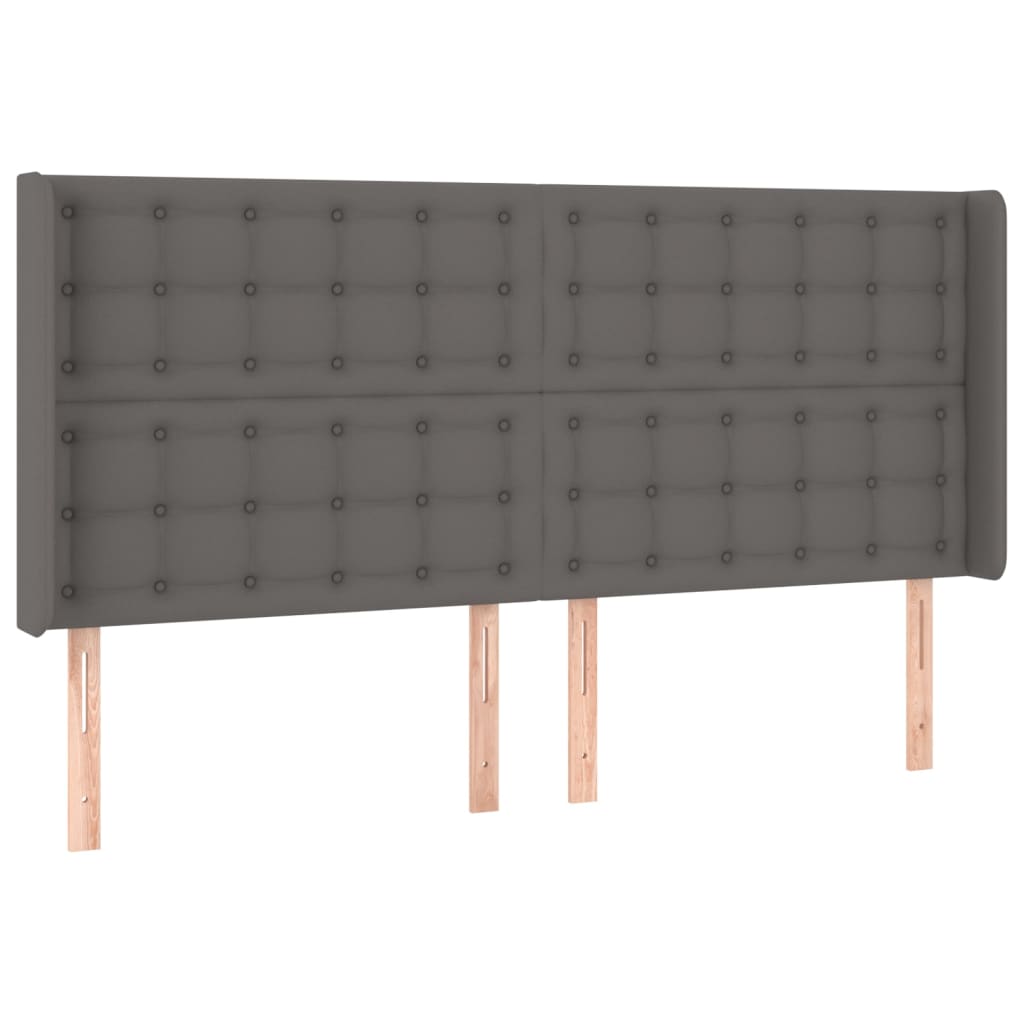 szürke műbőr rugós ágy matraccal és LED-del 160x200 cm