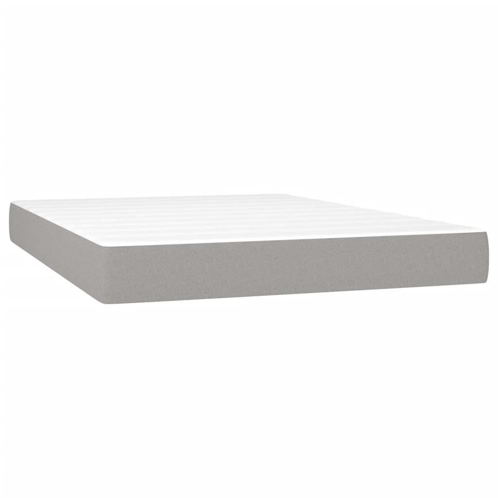 világosszürke szövet rugós és LED-es ágy matraccal 140x190 cm