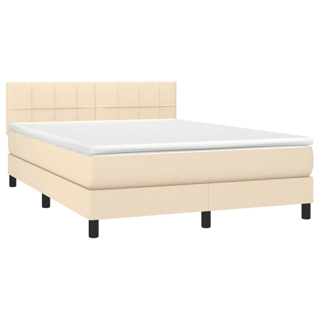 krémszínű szövet rugós és LED-es ágy matraccal 140x190cm