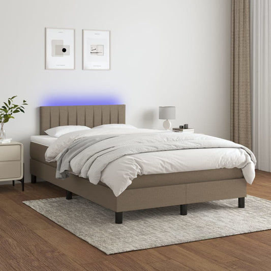 tópszínű szövet rugós és LED-es ágy matraccal 120 x 200 cm