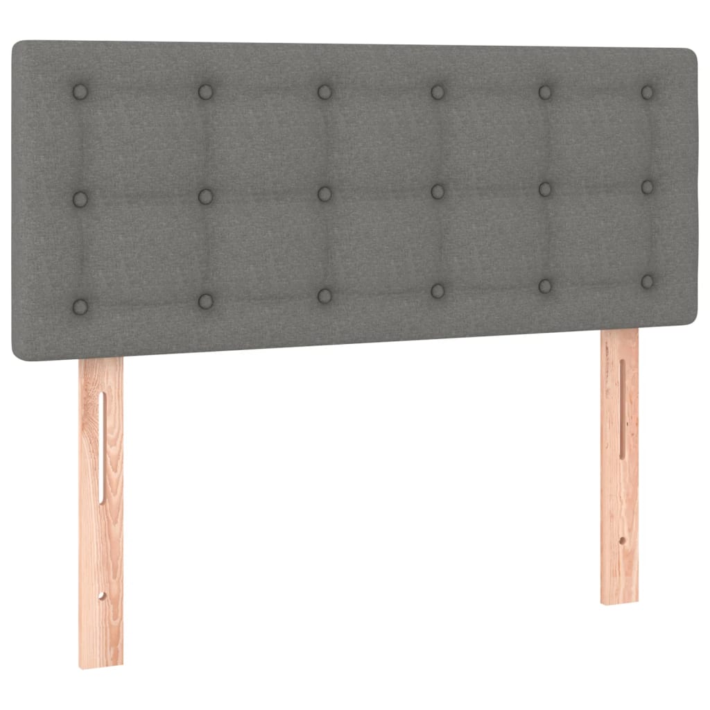 sötétszürke szövet rugós és LED-es ágy matraccal 120 x 200 cm