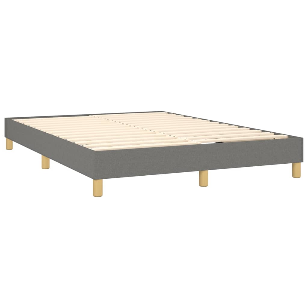 sötétszürke szövet rugós és LED-es ágy matraccal 140x200 cm