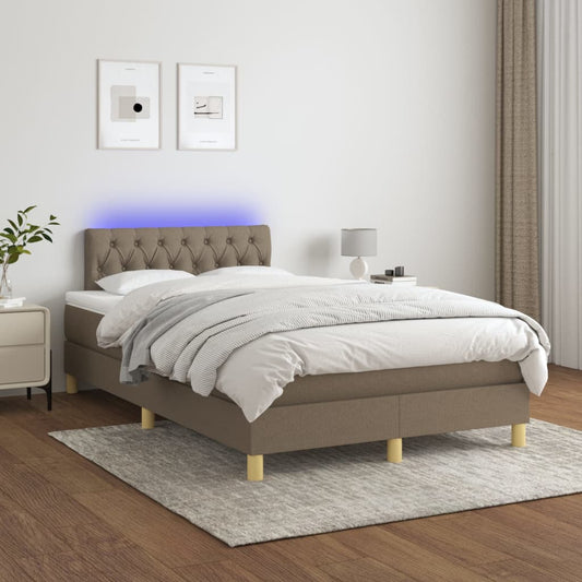 tópszínű szövet rugós és LED-es ágy matraccal 120 x 200 cm