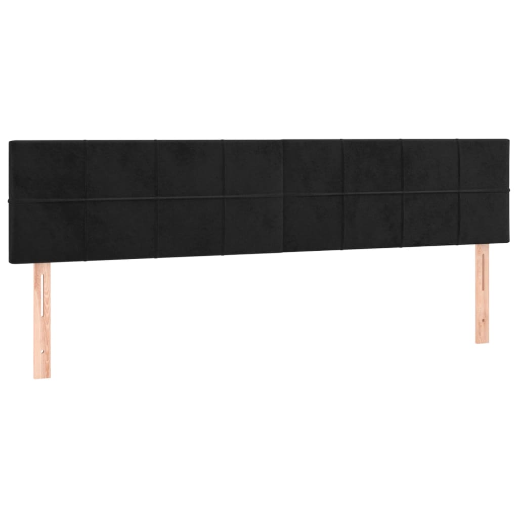 fekete bársony rugós és LED-es ágy matraccal 180x200 cm