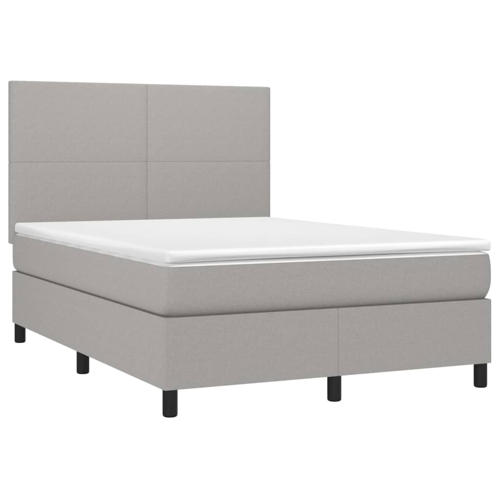 sötétszürke szövet rugós és LED-es ágy matraccal 140x190 cm
