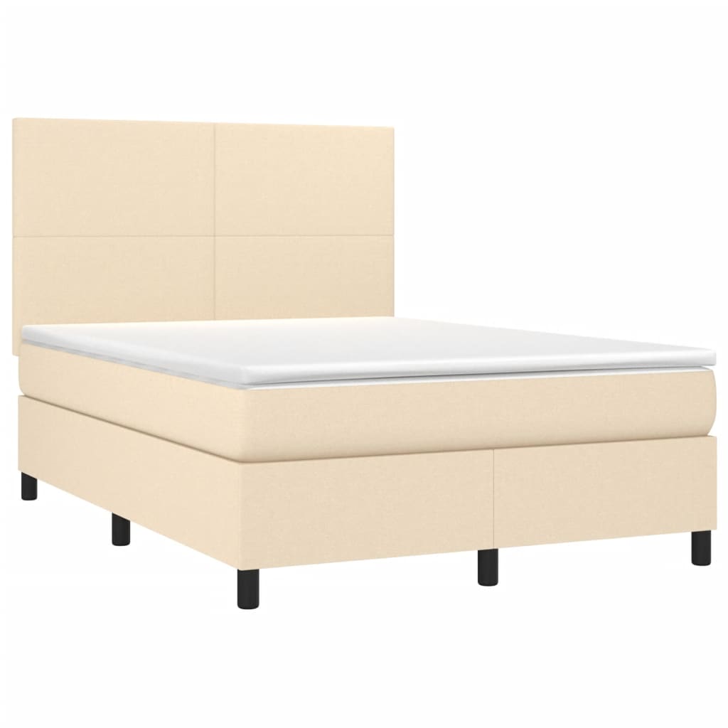krémszínű szövet rugós és LED-es ágy matraccal 140x190cm