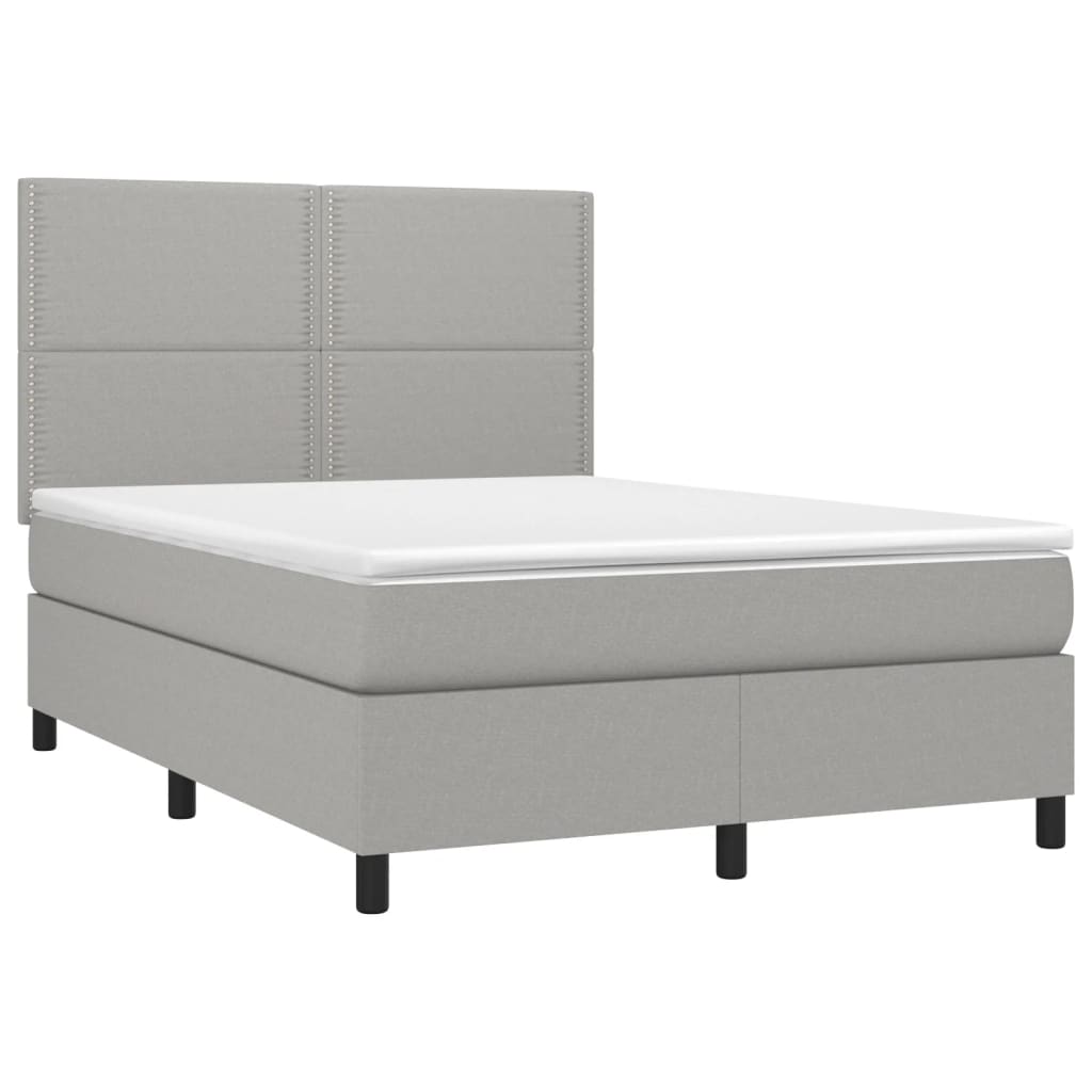 sötétszürke szövet rugós és LED-es ágy matraccal 140x190 cm