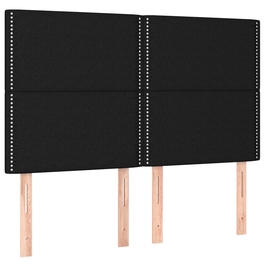fekete szövet rugós és LED-es ágy matraccal 140x190 cm