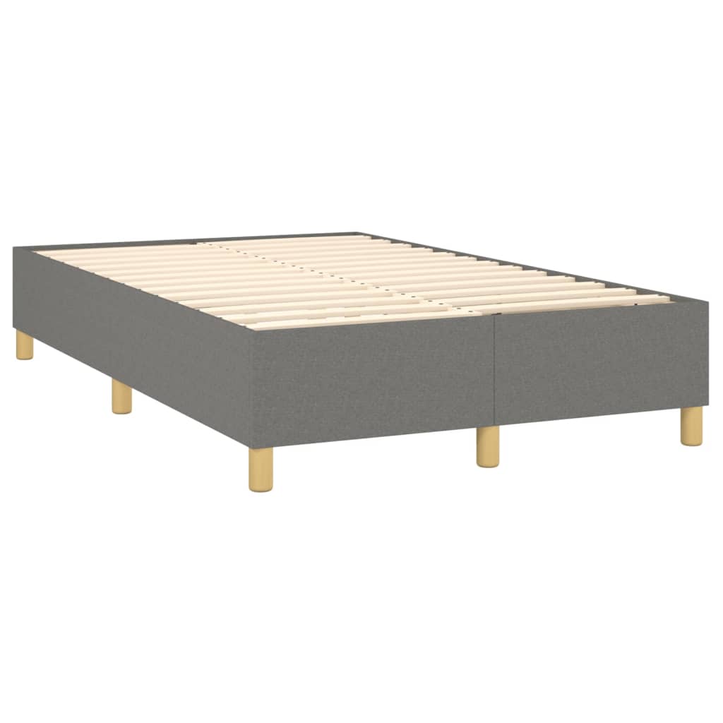 sötétszürke szövet rugós és LED-es ágy matraccal 120 x 200 cm
