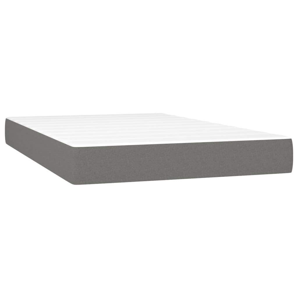 sötétszürke szövet rugós és LED-es ágy matraccal 120 x 200 cm