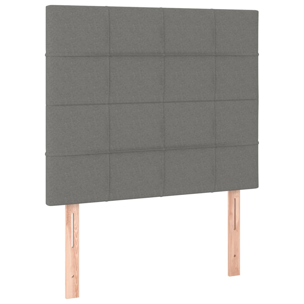 sötétszürke szövet rugós és LED-es ágy matraccal 120 x 200 cm