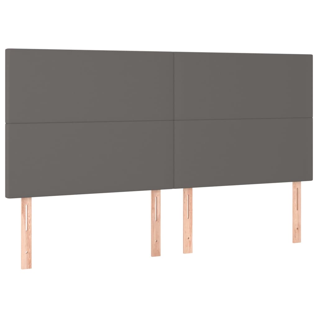 szürke műbőr rugós ágy matraccal és LED-del 160x200 cm