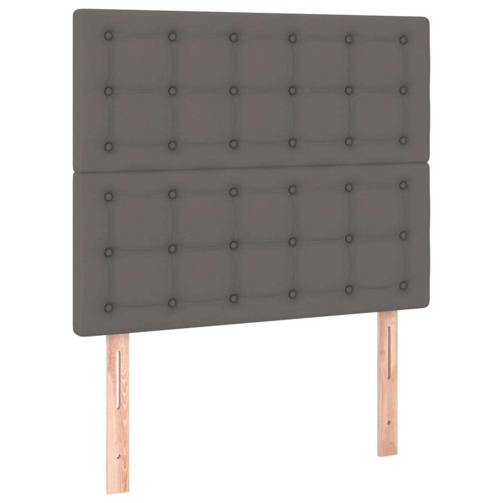 szürke műbőr rugós ágy matraccal és LED-del 80 x 200 cm