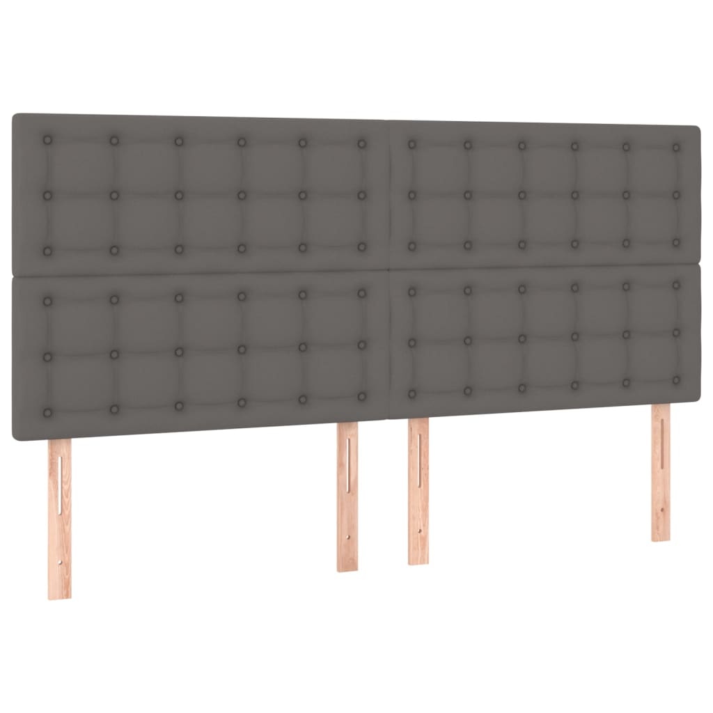 szürke műbőr rugós ágy matraccal és LED-del 160x200 cm