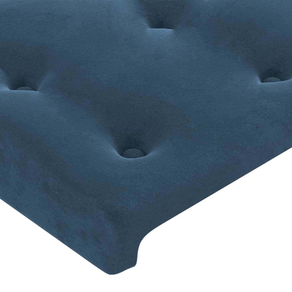sötétkék bársony rugós és LED-es ágy matraccal 80 x 200 cm