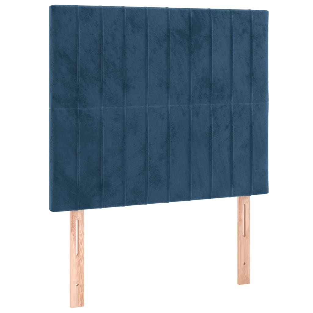sötétkék bársony rugós ágy matraccal 80 x 200 cm