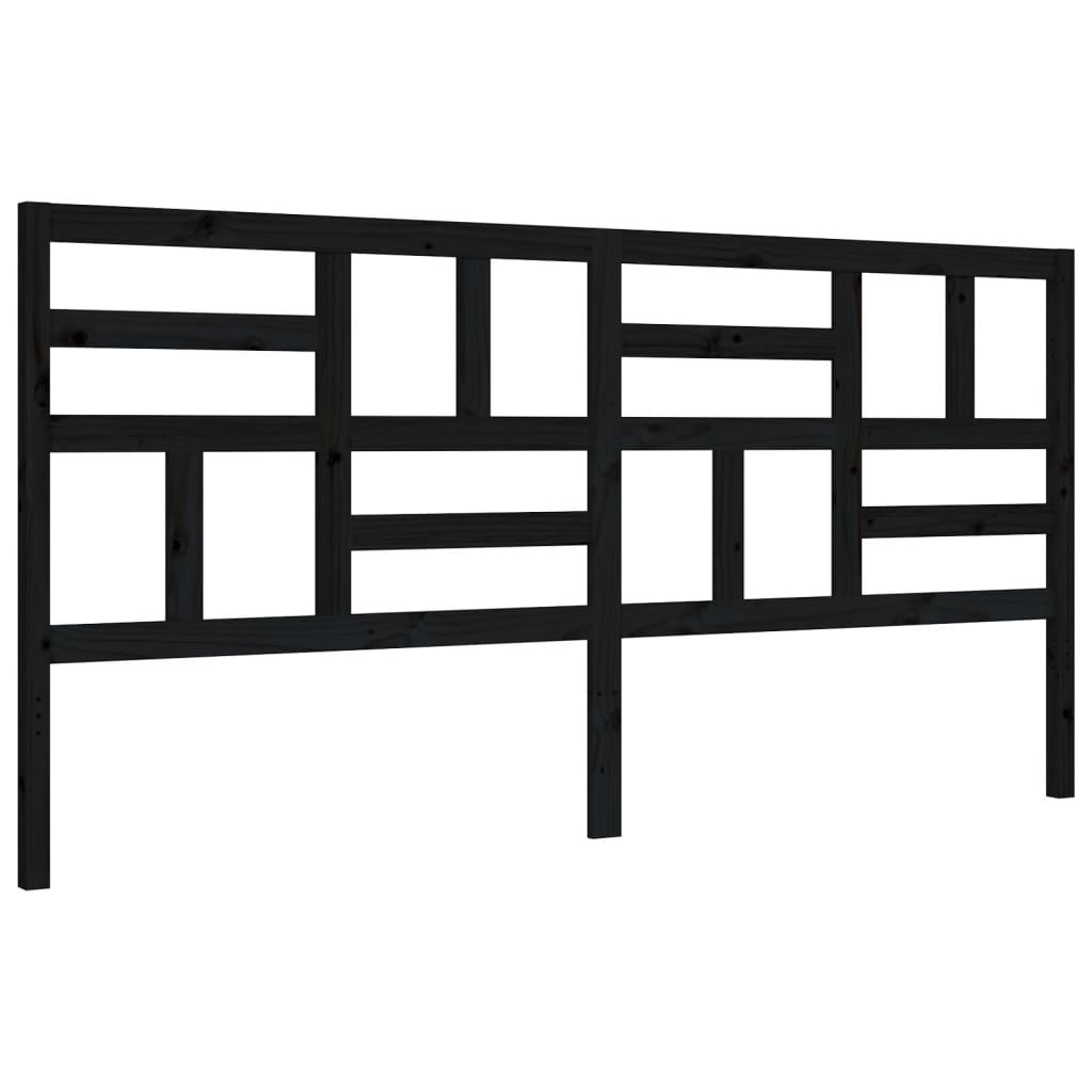 fekete tömör fa ágykeret fejtámlával 200 x 200 cm